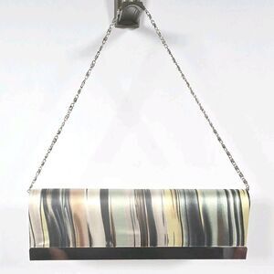 Bijoux Terner Clutch Purse Evening Hand Bag Multicolored Striped Fabric Silver‎